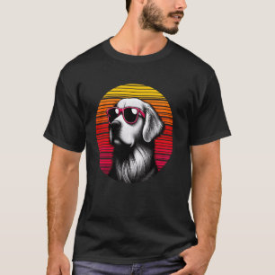 T-shirt Cool Golden Retriever Chien Vintage Sunset Sunglas