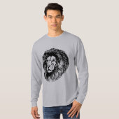T-shirt Cool Graphic lion imprimé pour lui gris (Devant entier)