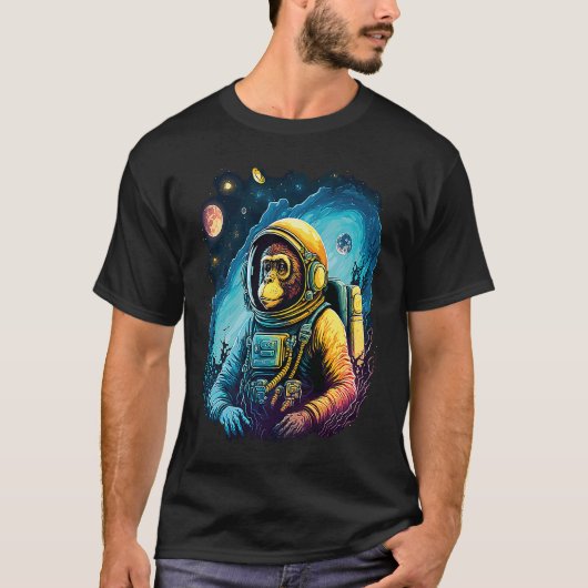 T-shirt Cool Graphic Space Chimp Monkey Astronaut Cosmonau (Devant)