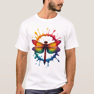 T-shirt Cool Graphic Tie Dye Sunglasses Dragonfly Illustra