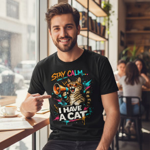 T-shirt Cool Grunge Amateur de Chats avec Mégaphon
