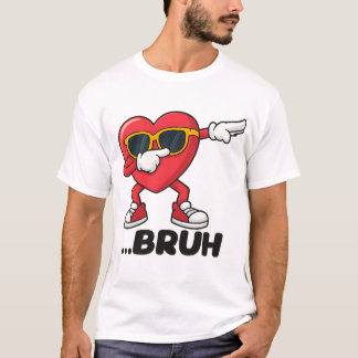 T-shirt Cool Heart Cartoon Dab – Drôle “BRUH”