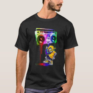 T-shirt Cool Hip hop Cute Music Skull Boombox Drôle