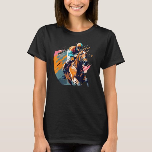 T-shirt Cool Horse with Horseman for  Horseracing (Devant)