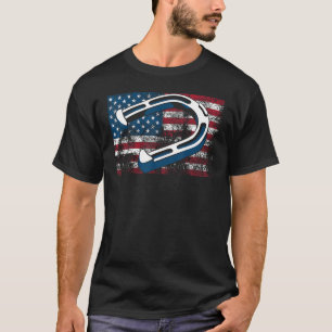 T-shirt Cool Horseshoe Pitching USA Drapeau Drôle Pitcher