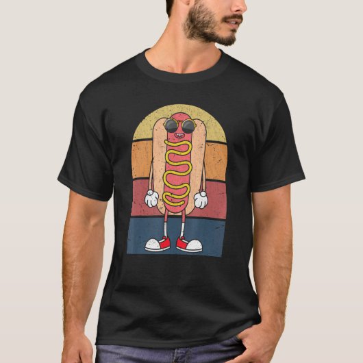 T-shirt Cool Hot Dog Fast Food Lunettes de soleil Weiner F (Devant)