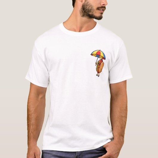 T-shirt Cool Hotdog Holding Colorful Umbrella (Devant)