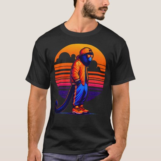 T-shirt Cool Howler Monkey Modern Urban Style Sunset Retro (Devant)