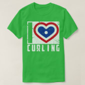 T-shirt Cool I Love Curling Design Joli Cadeau D'Hiver Pou (Design devant)