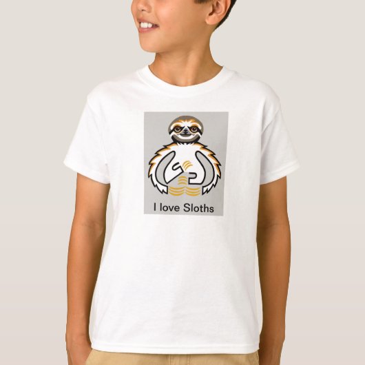 T-shirt Cool I love SLOTHS - Animal graphic -Wildlife (Devant)