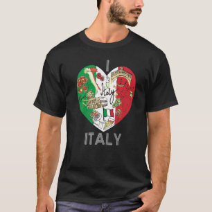 T-shirt Cool Italien Drapeau Carte Coeur Italie Graphique 