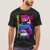 T-shirt Cool Japanese Cyberpunk Girl Vaporwave Urban Style (Devant)