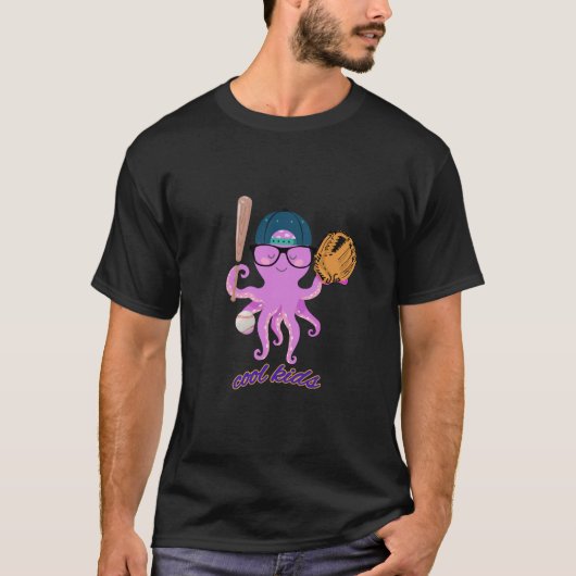 T-shirt cool Kids Baseball Octopus (Devant)