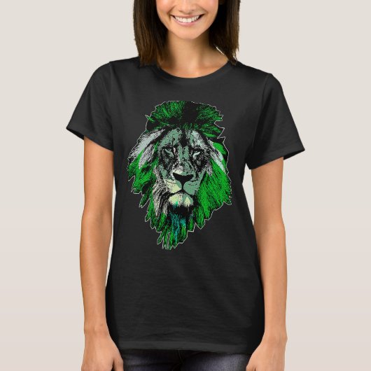 T-shirt Cool Lion Camouflage Animal Face Big Cat (Devant)