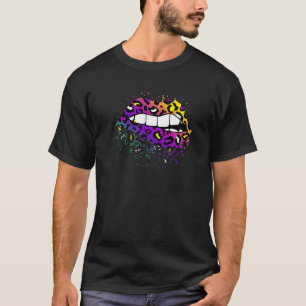 T-shirt Cool Lips Bite Kiss Me Empreinte de léopard Cheeta