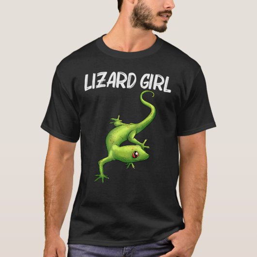 T-shirt Cool Lizard Pour Filles Enfants Gecko Green Reptil (Devant)