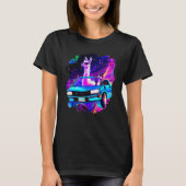 T-shirt Cool Llama Driving Sports Car In Space Alpaca  Lla (Devant)
