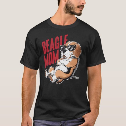 T-shirt Cool Looking Beagle Mom with Sunglasses Dog Lover (Devant)