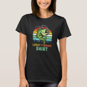 T-shirt Cool Lucky Fishing Retro Basse Poisson Basse Pêche