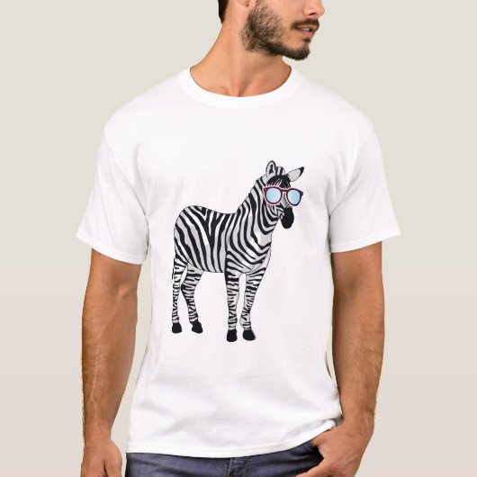 T-shirt Cool Lunettes de soleil Zebra Zookeeper Animaux an (Devant)