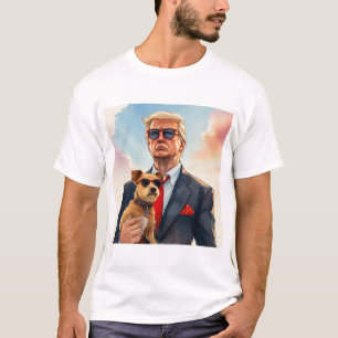 T-shirt Cool MAGA Cat TRUMP Tenir un chien de jolies lunet