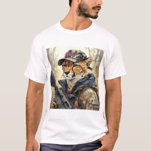 T-shirt Cool MAGA Chat avec pistolet et Camouflage CHEETAH
