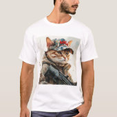 T-shirt Cool MAGA Chat avec pistolet et Camouflage mou (Devant)