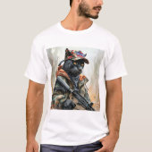 T-shirt Cool MAGA Chat avec pistolet et camouflage PANNEAU (Devant)