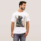 T-shirt Cool MAGA Chat avec pistolet et camouflage PANNEAU (Devant entier)