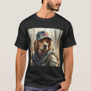 T-shirt Cool MAGA Chien avec pistolet et Camouflage Cute c