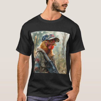 T-shirt Cool MAGA poulet avec pistolet Camouflage Casquett