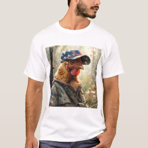 T-shirt Cool MAGA poulet avec pistolet Camouflage Casquett