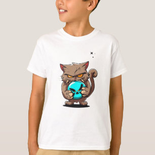 T-shirt Cool Mal Brown Chat Yellow Eye Dark Star Ball