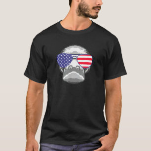 T-shirt Cool Manatee Portant un drapeau américain Lunettes