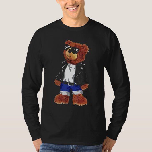 T-shirt Cool Mignonne Ours En Teddy Avec Lunettes De Solei (Devant)