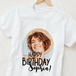 T-shirt Cool moderne amusant Photo personnalisée Accueil A<br><div class="desc">Le design est moderne et simple. Ajoutez une photo personnalisée du célébrant d'anniversaire et ajoutez son nom,  ajoutez un message personnalisé</div>