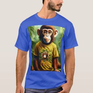 T-Shirt Cool Monkey Art pour Homme Graphi Bleu T