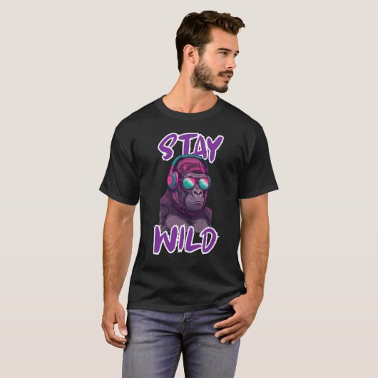 T-shirt Cool Monkey with Headphones Illustration (Devant entier)