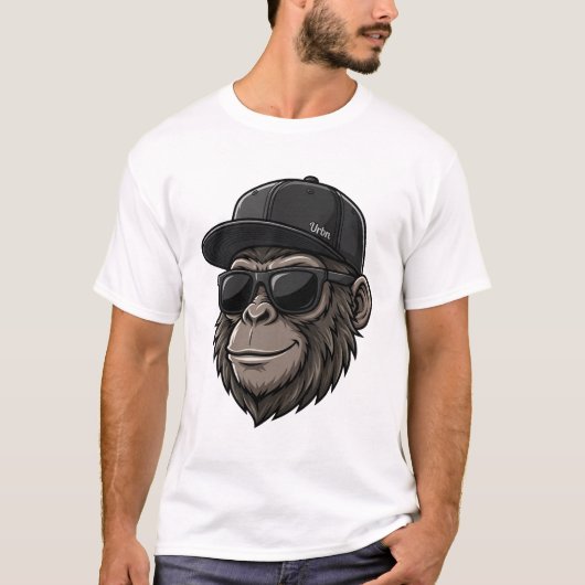 T-shirt Cool Monkey with Sunglasses and Cap Graphic Tee (Devant)