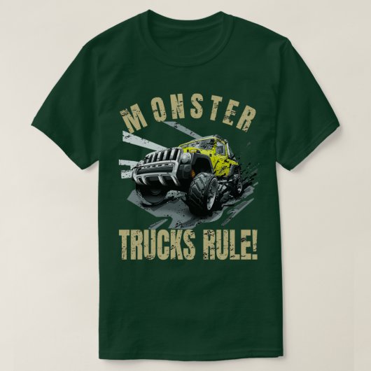 T-shirt Cool Monster Trucks Règle Gravedigger Big Wheels (Design devant)