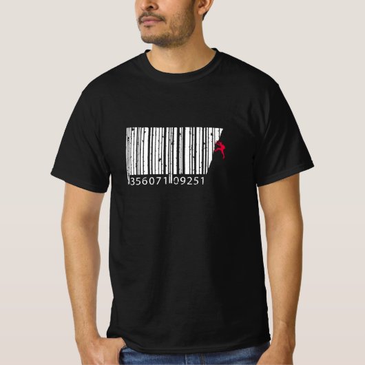 T-shirt Cool Mountain Climber Man Code barre (Devant)
