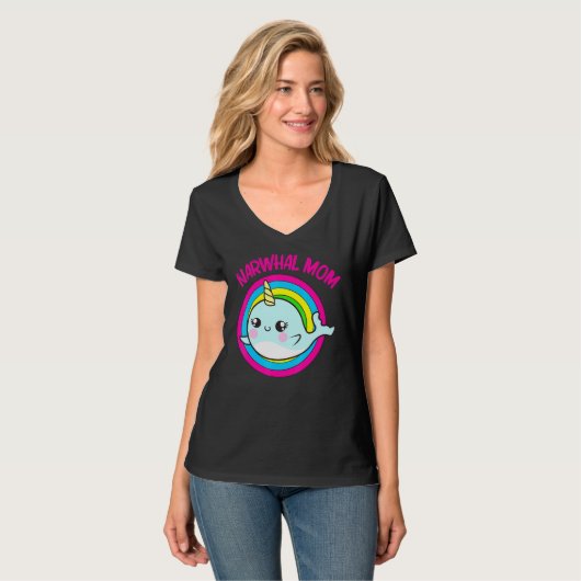 T-shirt Cool Narwhal Pour Maman Mère Rainbow Tusk Mer Unic (Devant entier)