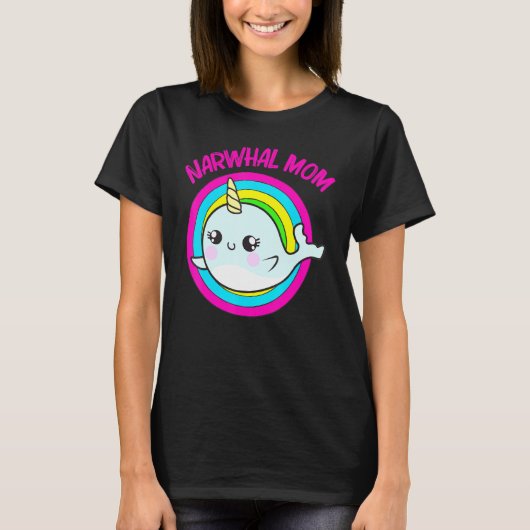 T-shirt Cool Narwhal Pour Maman Mère Rainbow Tusk Mer Unic (Devant)