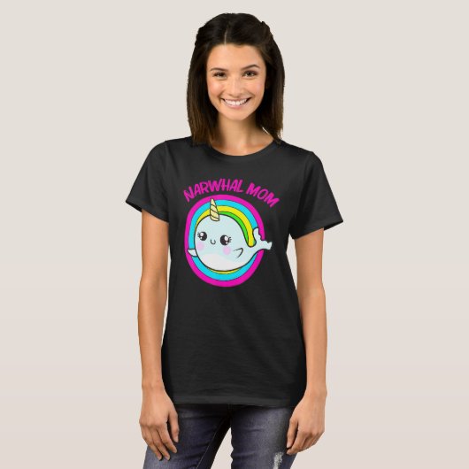 T-shirt Cool Narwhal Pour Maman Mère Rainbow Tusk Mer Unic (Devant entier)