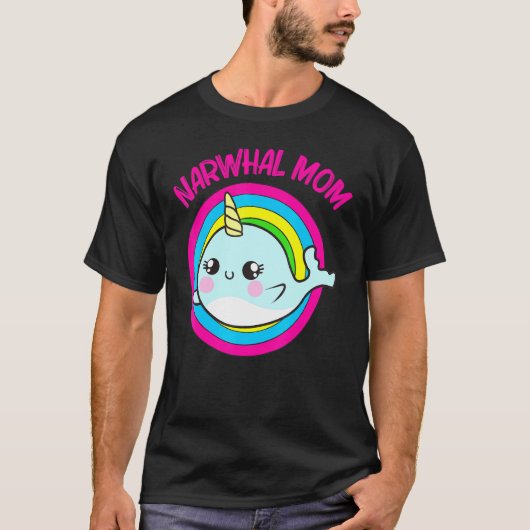 T-shirt Cool Narwhal Pour Maman Mère Rainbow Tusk Mer Unic (Devant)