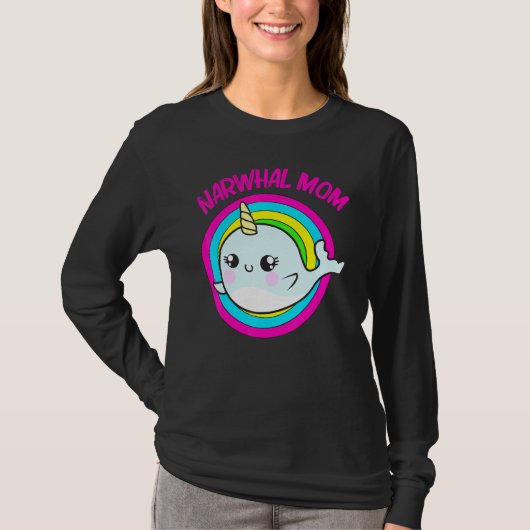 T-shirt Cool Narwhal Pour Maman Mère Rainbow Tusk Mer Unic (Devant)
