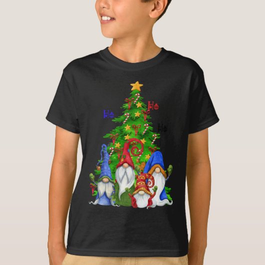 T-shirt Cool Noël Gnomes Xmas Tree Ho Ho Ho Design (Devant)