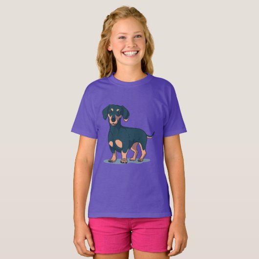 T-shirt Cool noir Dachshund conception chien (Devant entier)
