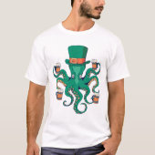 T-shirt Cool Octopus Leprechaun Saint Patrick's Day (Devant)