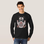 T-shirt Cool Opossum With Sunglasses Shows Rock Hand Signs (Devant entier)